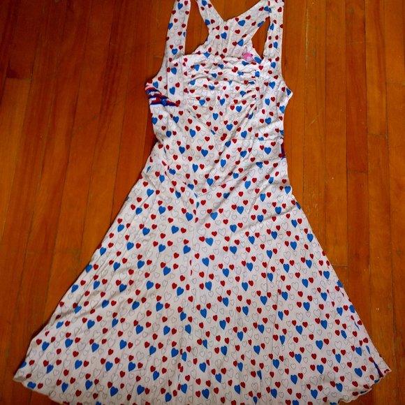 Blumarine Dresses & Skirts - Blumarine Dress Blue and Red Heart Print